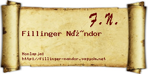 Fillinger Nándor névjegykártya