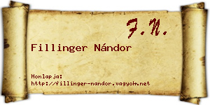 Fillinger Nándor névjegykártya
